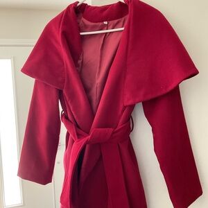 Elegant Red Women's Cape Coat